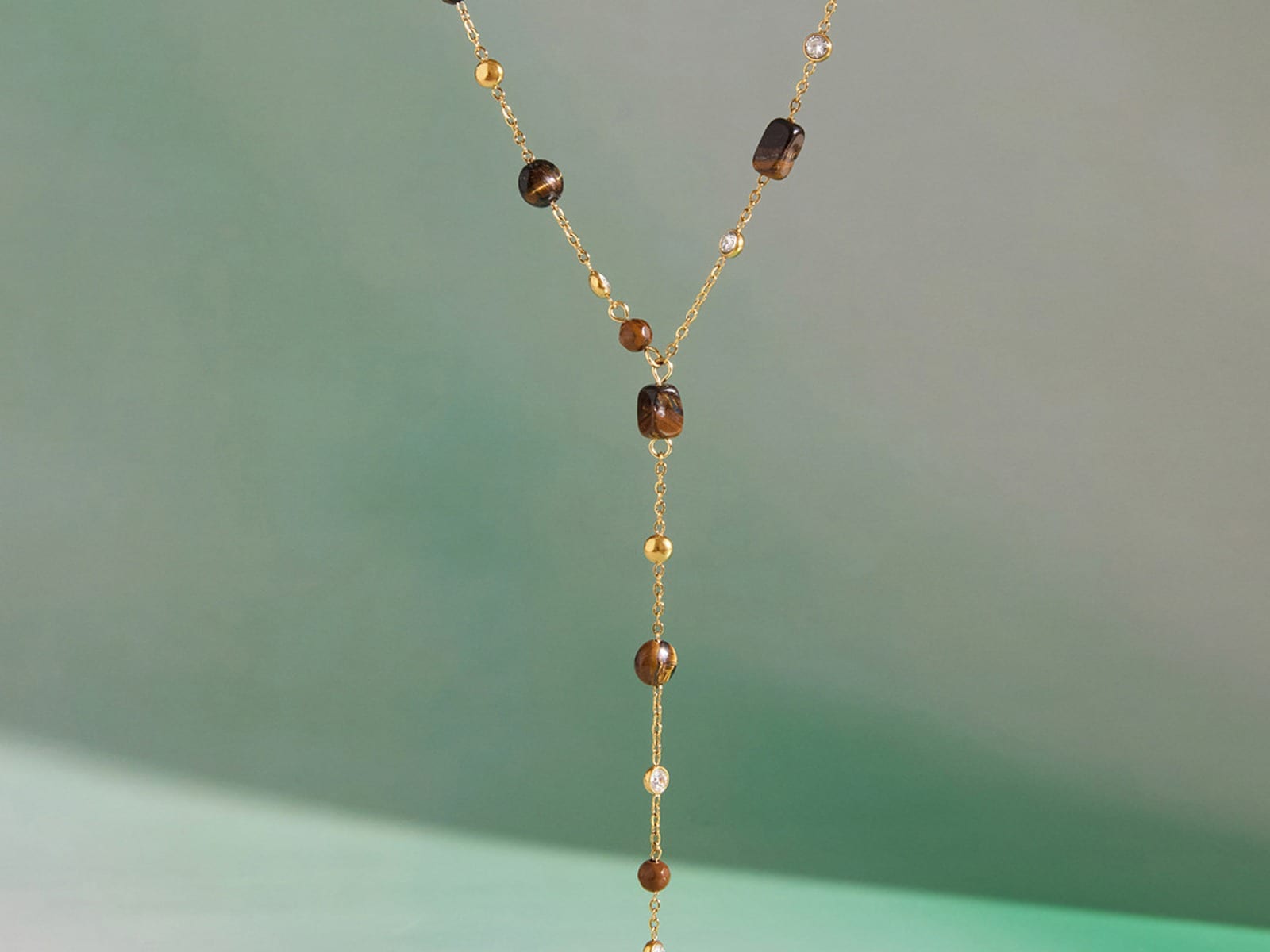 Stone Station Y Necklace — detail
