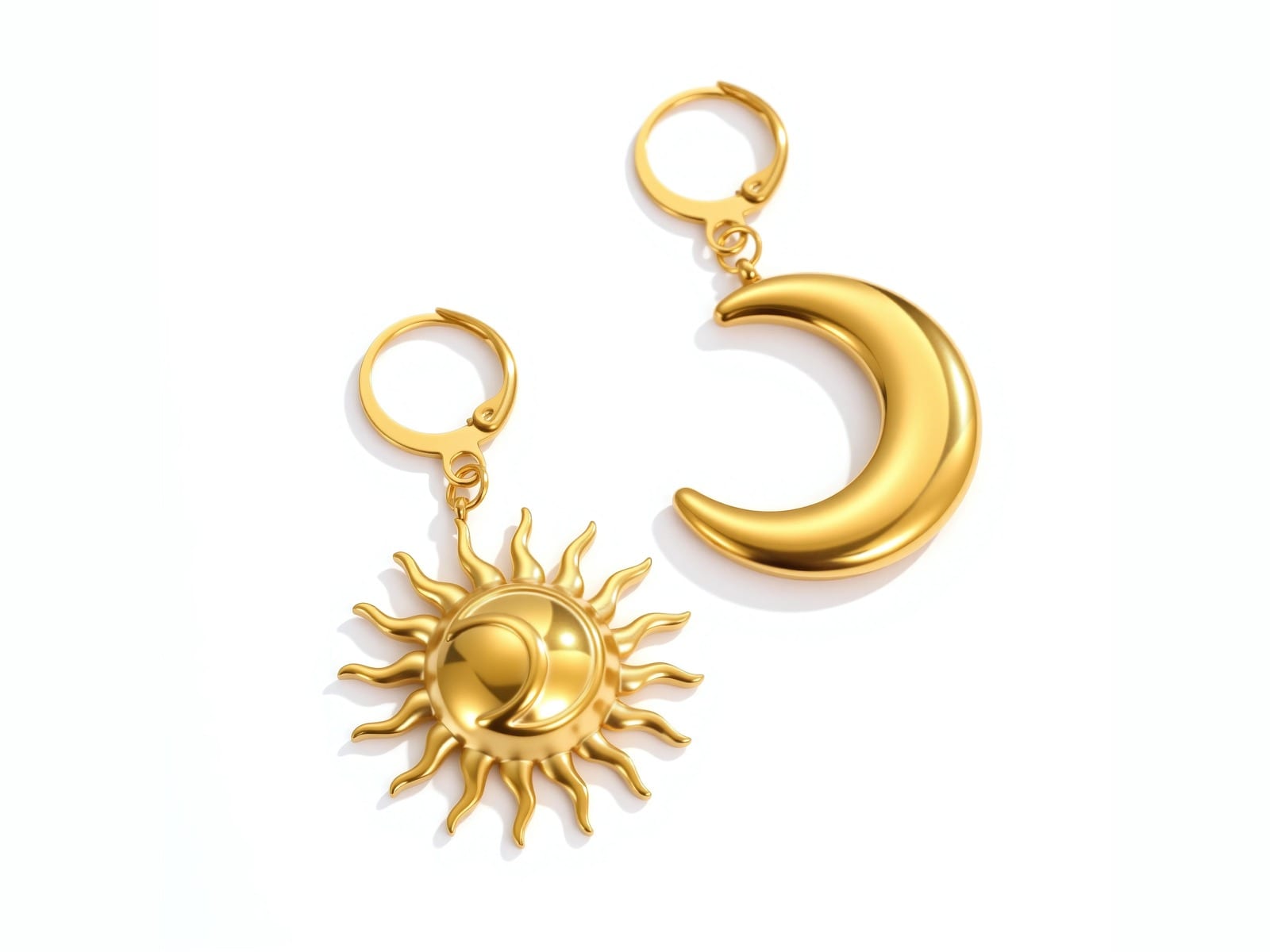 Sun and Moon PVD Earrings — detail