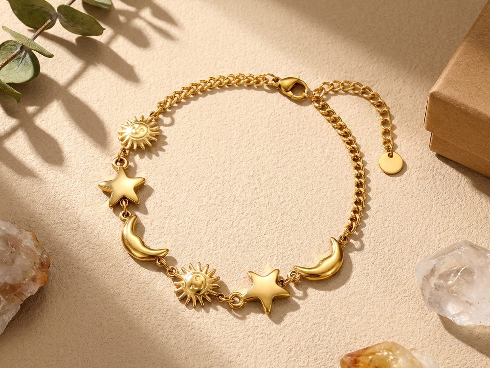 Sun Moon Star Charm Bracelet