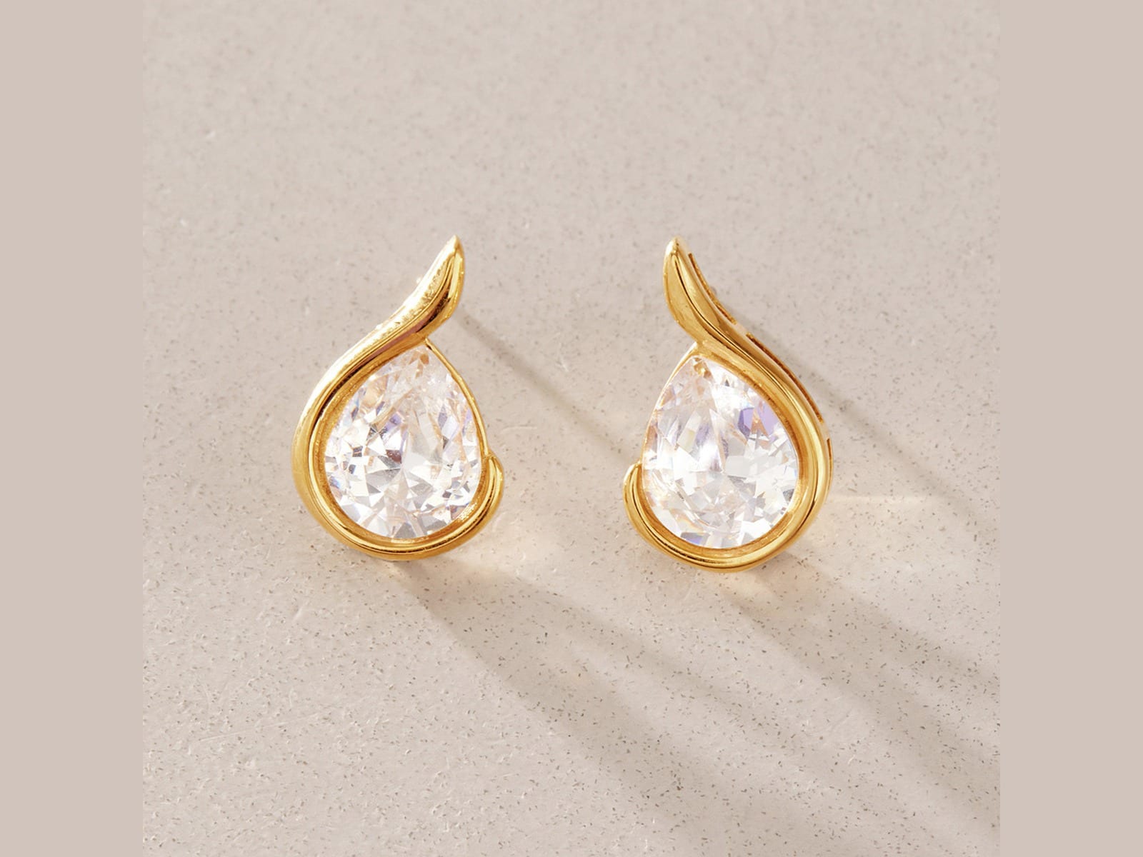 Teardrop Bezel Stud Earrings — detail