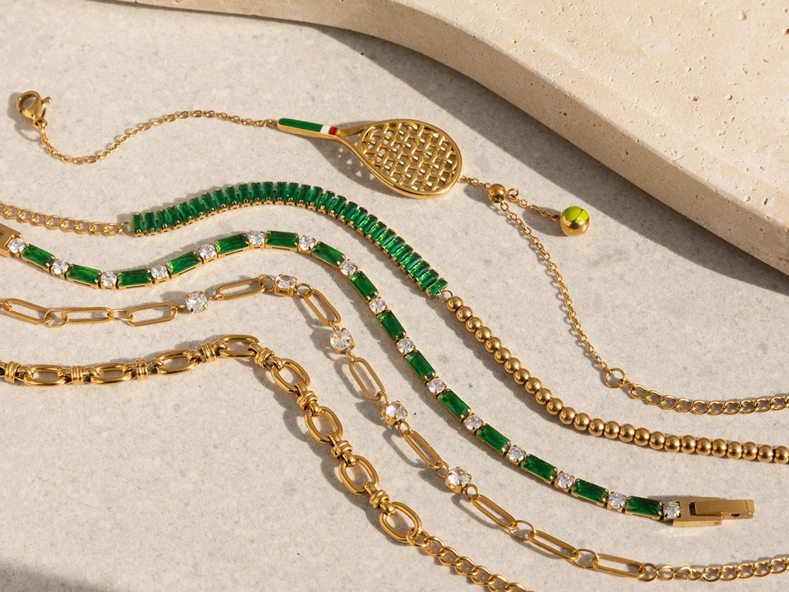Tennis and Chain Bracelets, Five Styles — detail