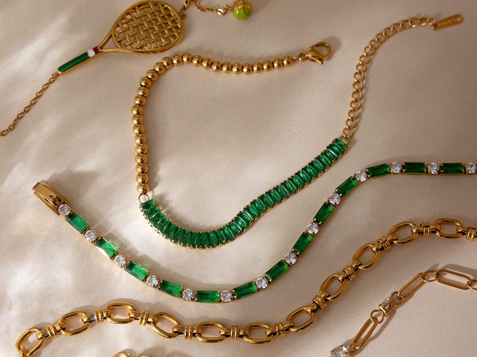 Tennis and Chain Bracelets, Five Styles — detail