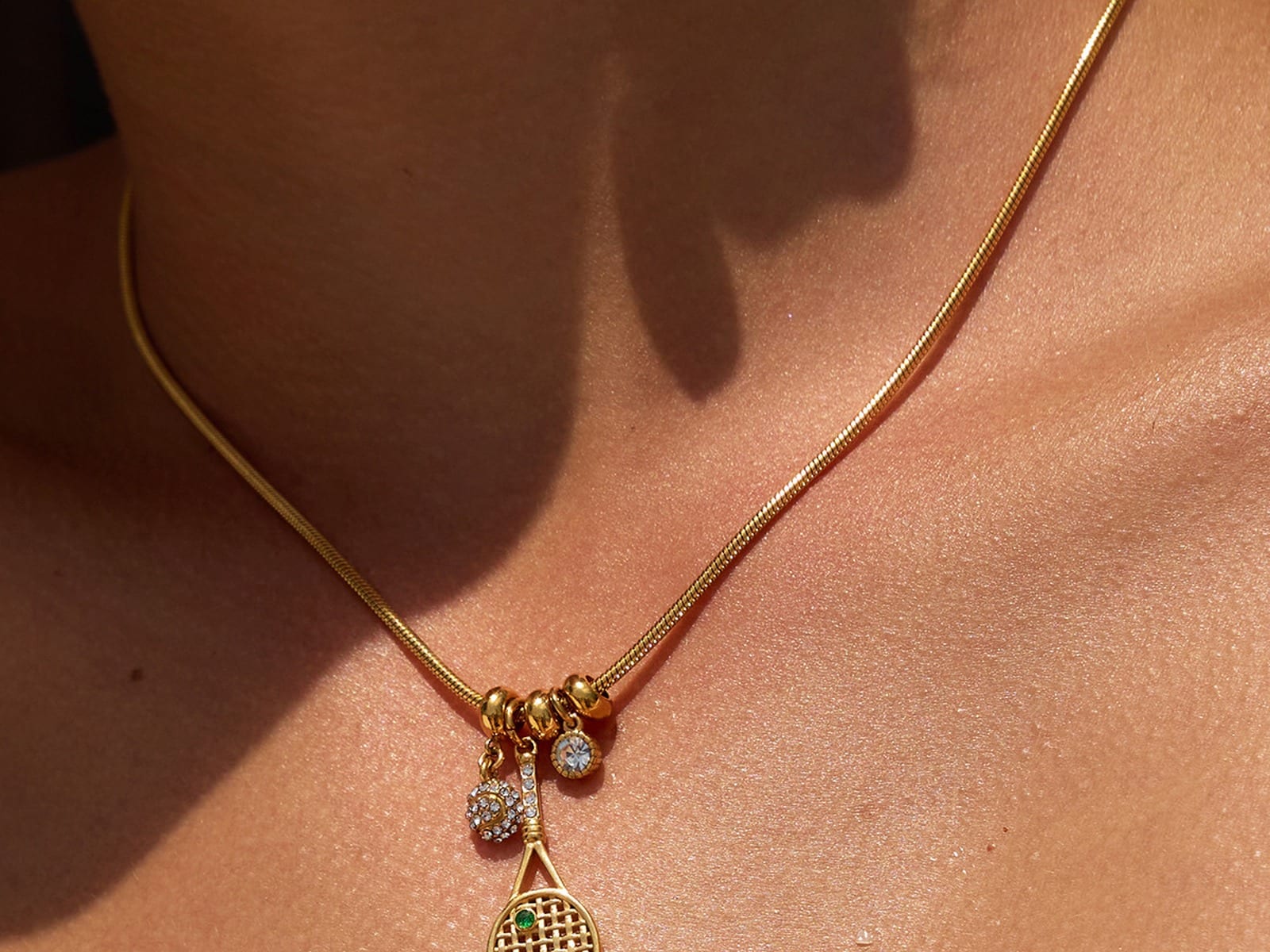 Tennis Racket & Ball Necklace — detail