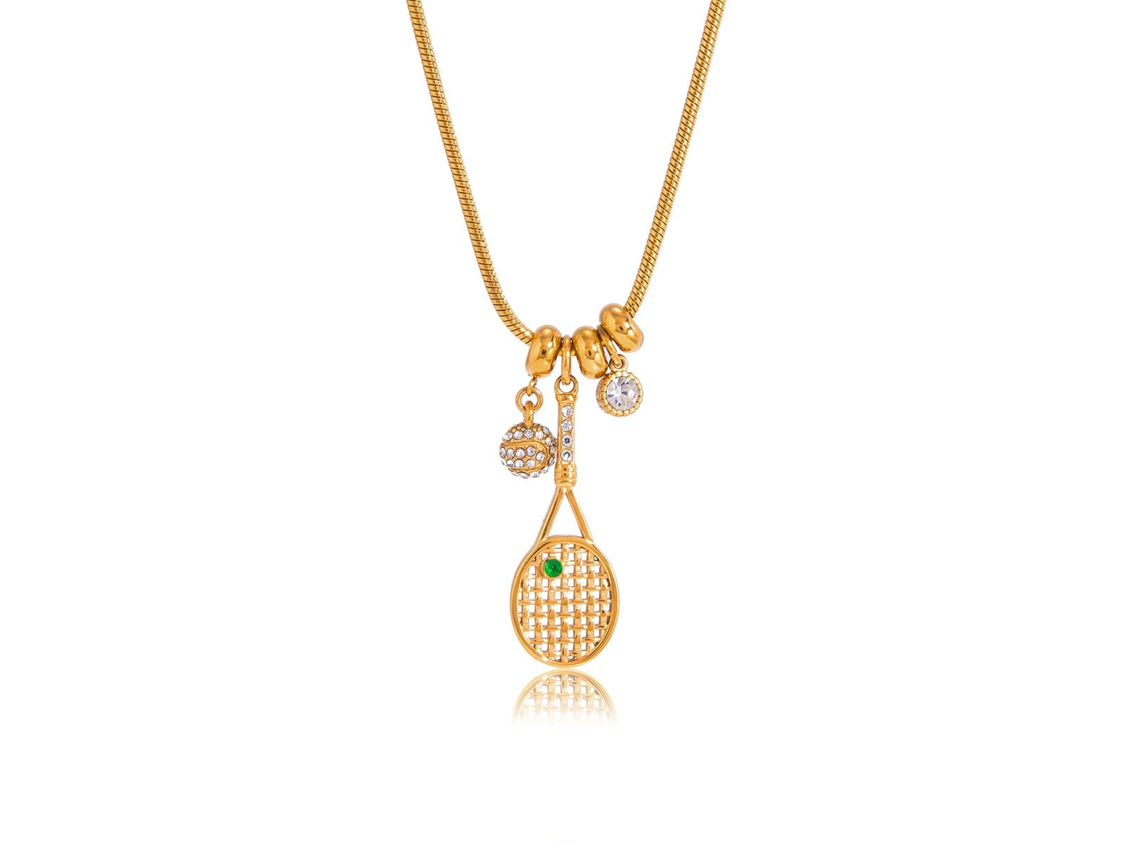 Tennis Racket & Ball Necklace