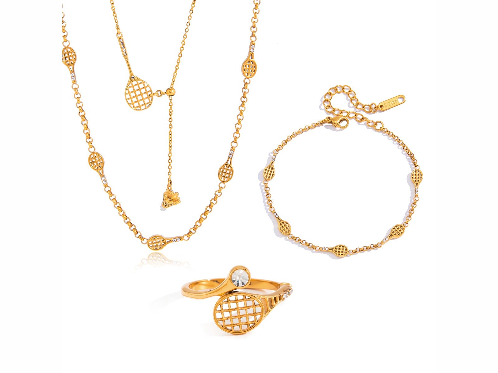 Tennis Set: Necklace, Bracelet & Ring