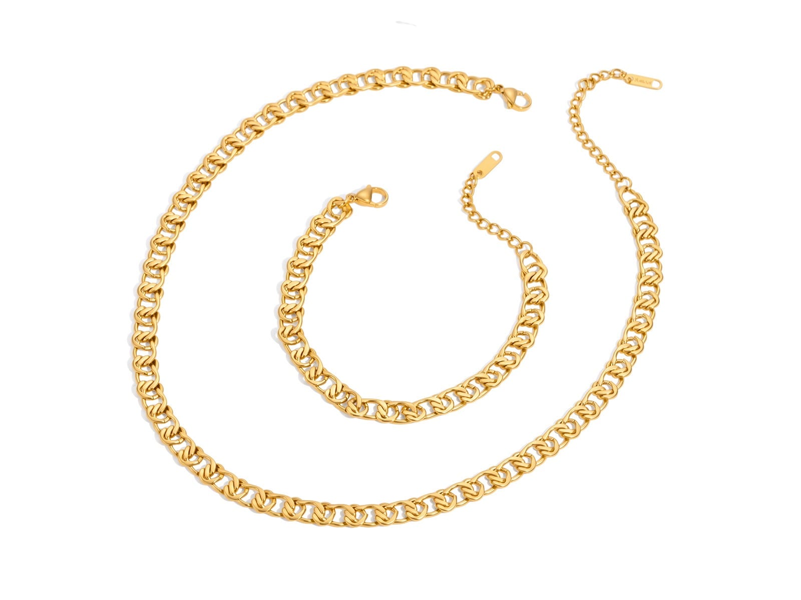 Textured Chain Necklace and Bracelet Set
