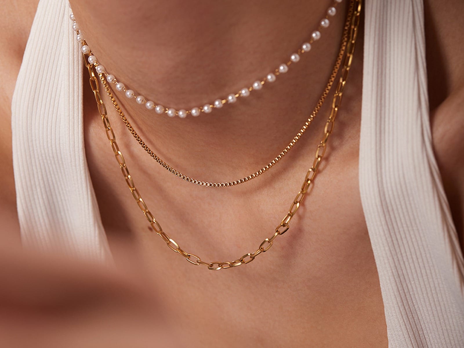 Three-Layer Chain Necklaces — detail