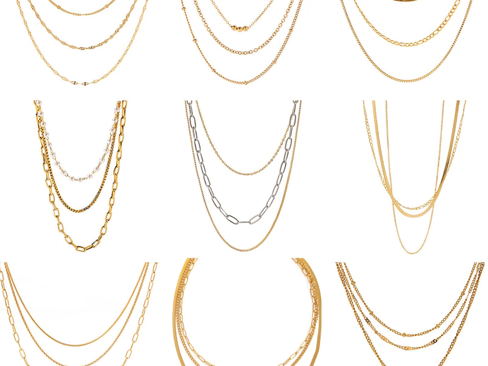Three-Layer Chain Necklaces