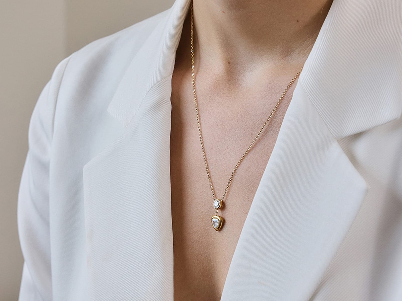 Triangle CZ Necklace & Earring Set — detail
