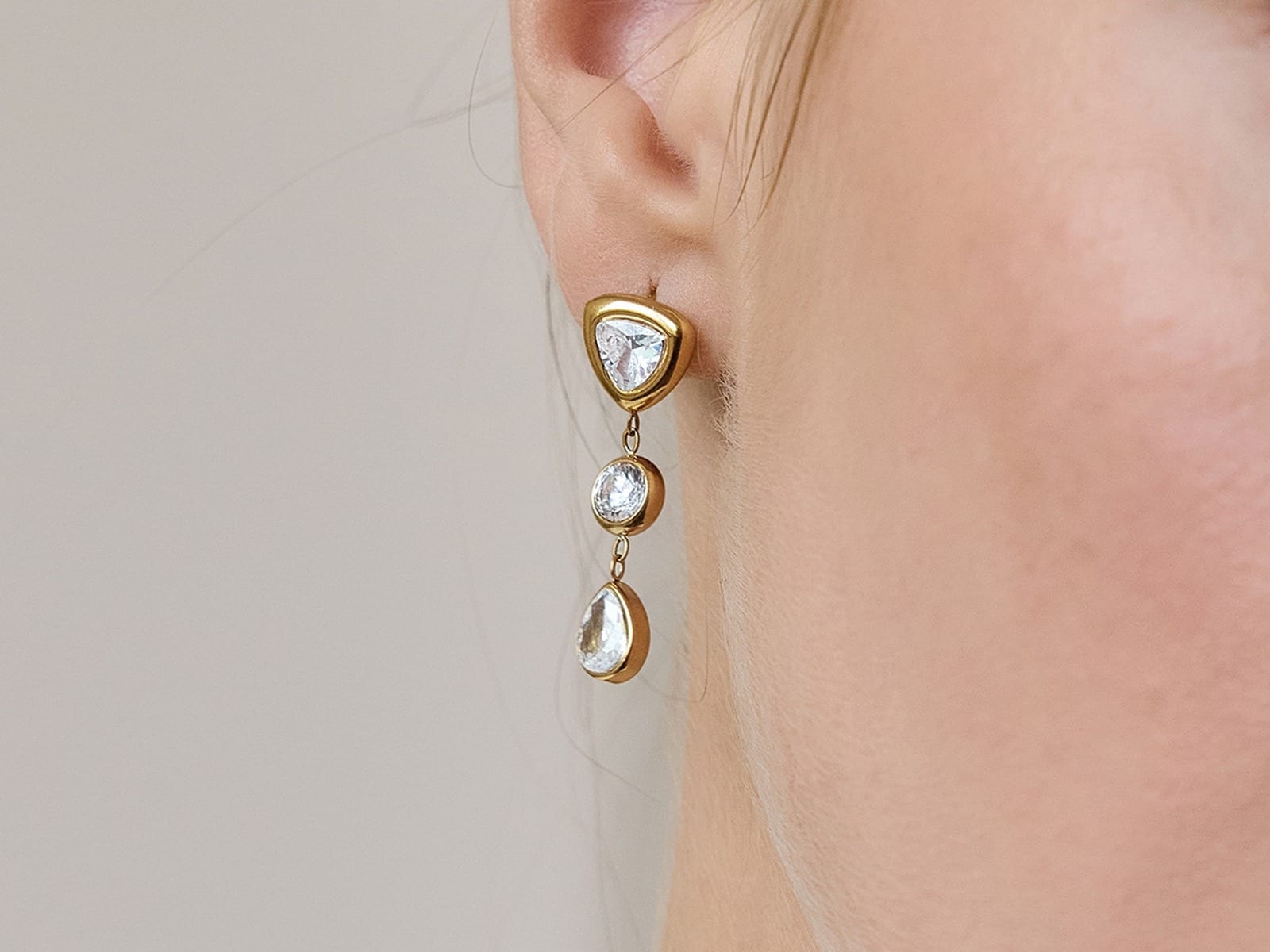 Triangle CZ Necklace & Earring Set — detail