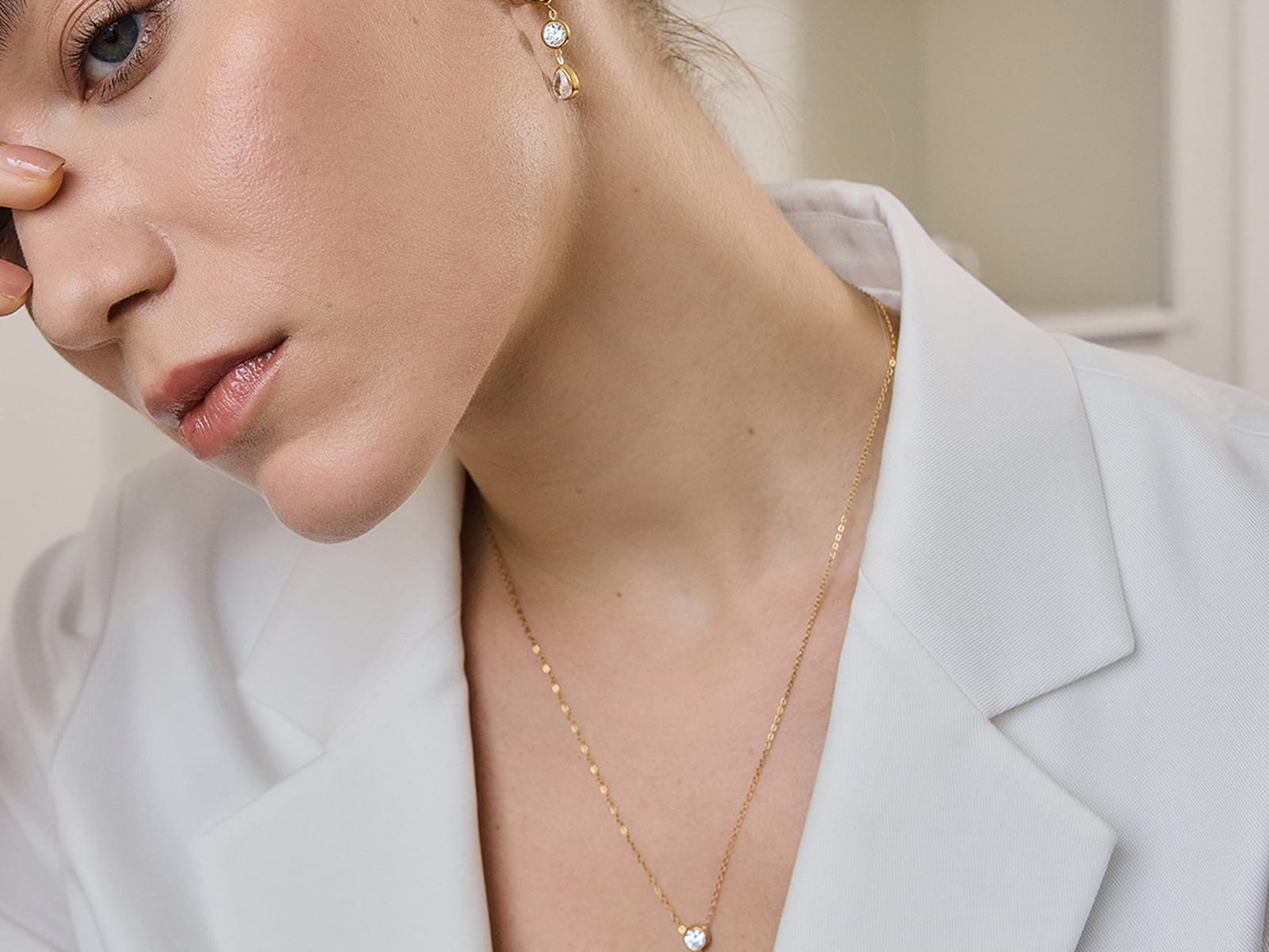Triangle CZ Necklace & Earring Set — detail