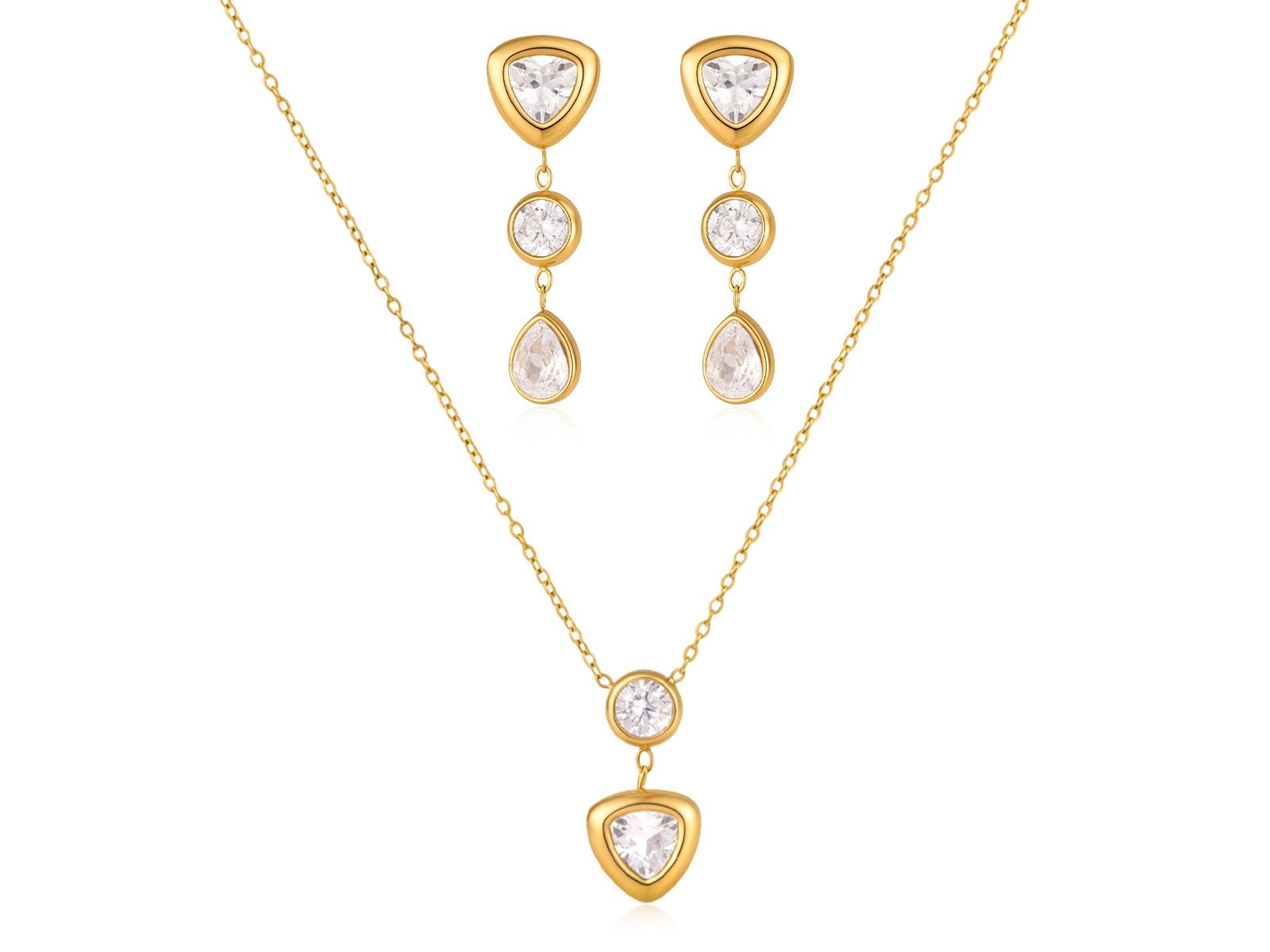 Triangle CZ Necklace & Earring Set