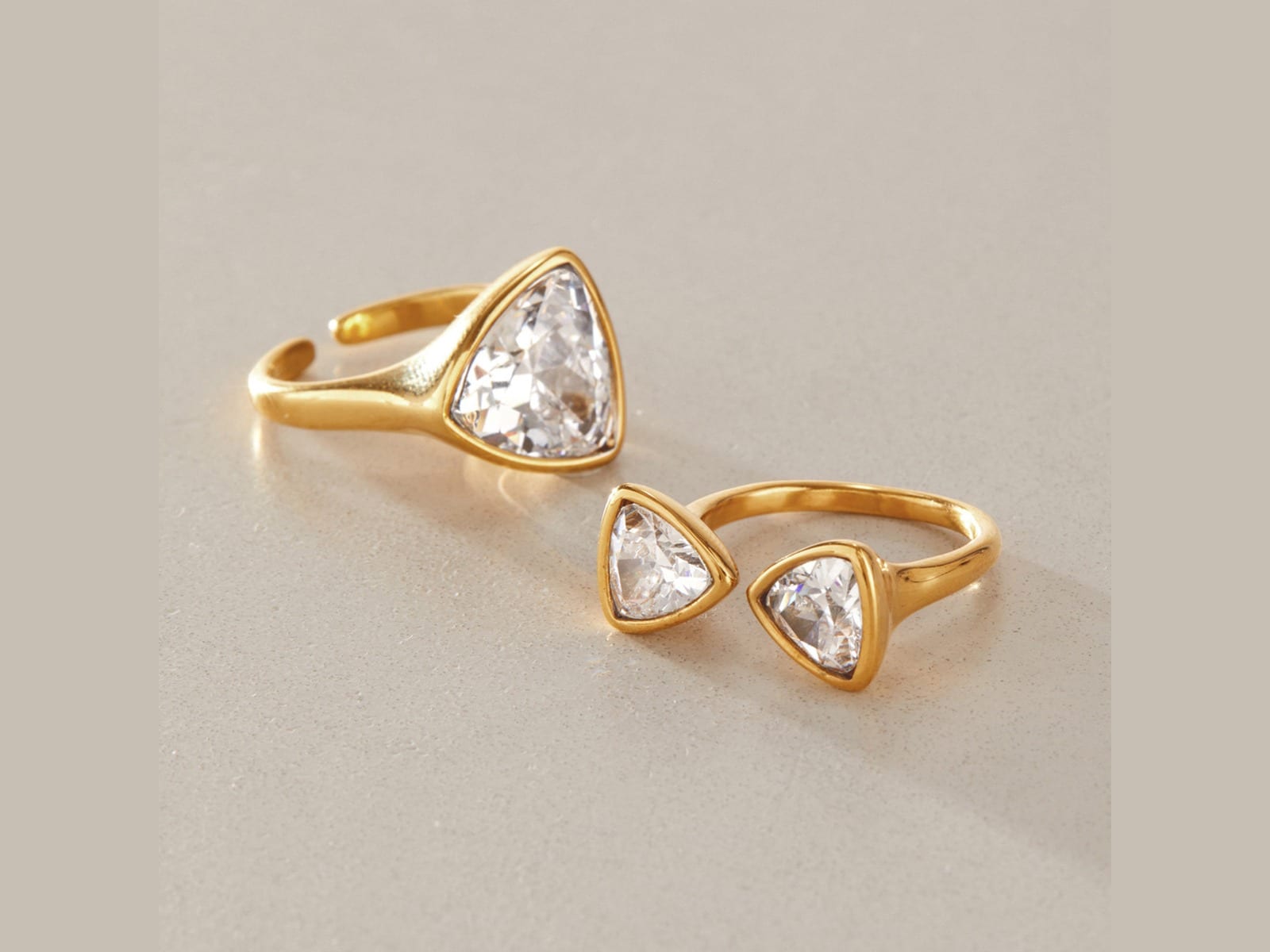 Trillion CZ Ring, Open Band — detail