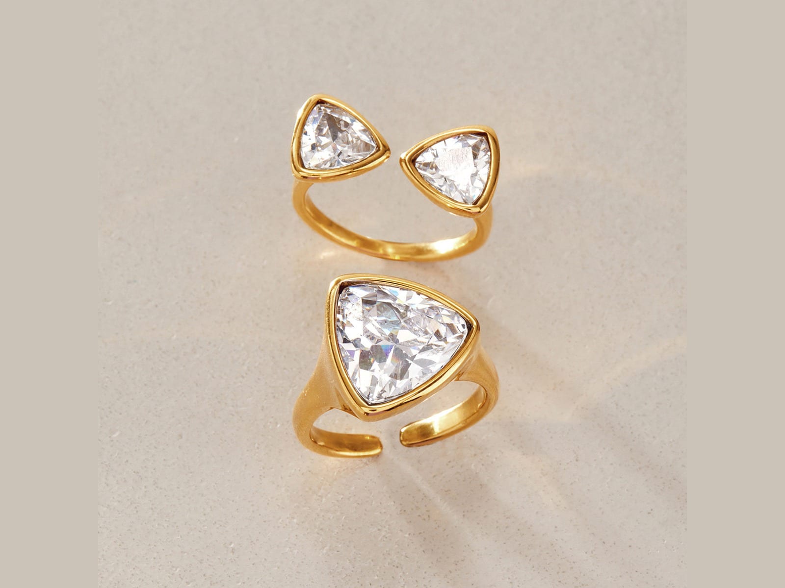 Trillion CZ Ring, Open Band — detail