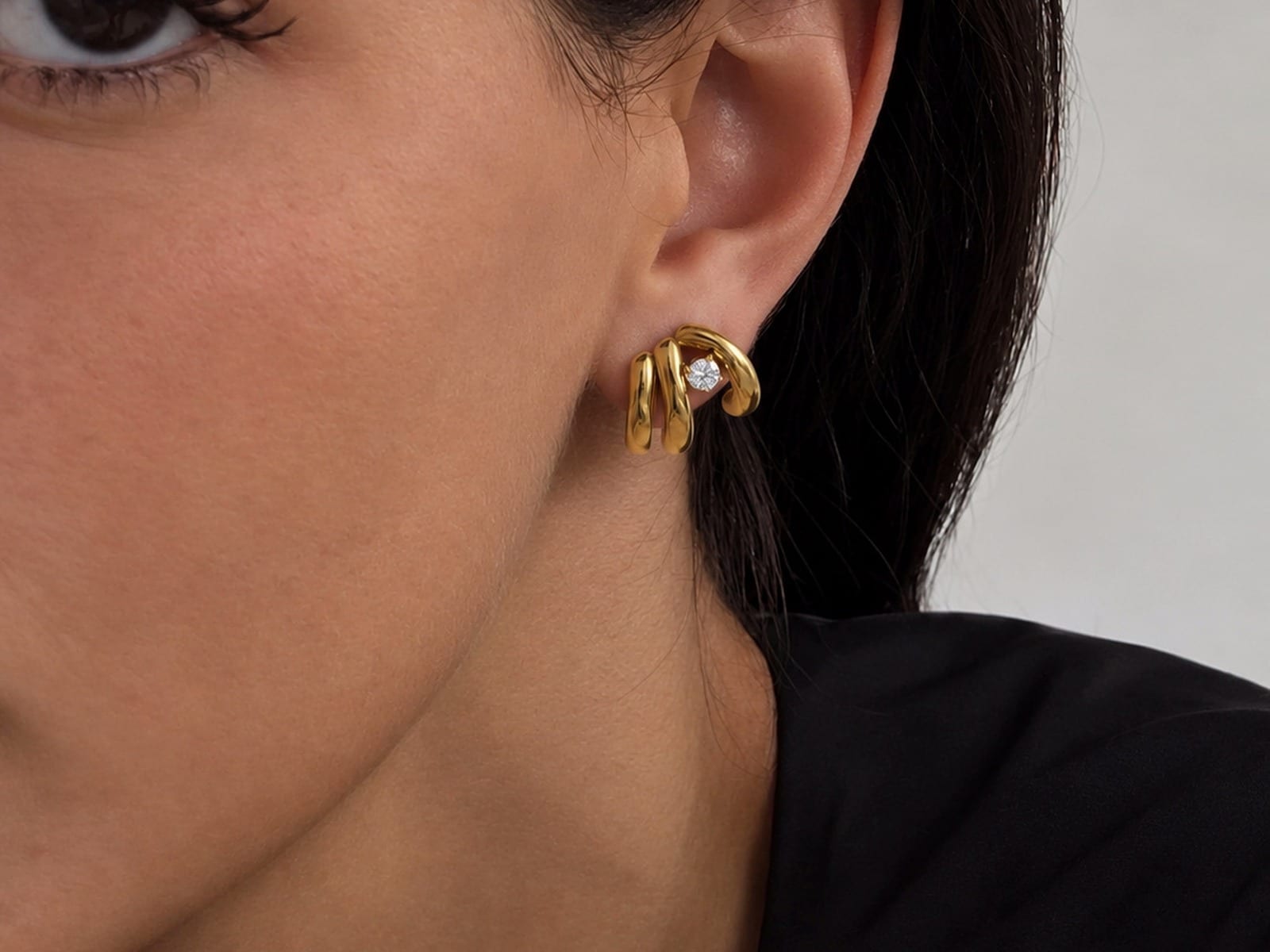 Triple Arc Stud Earrings — detail