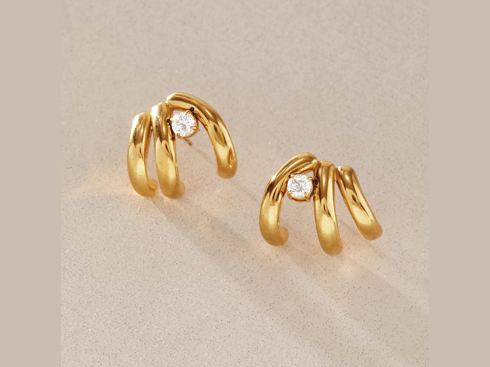Triple Arc Stud Earrings — detail