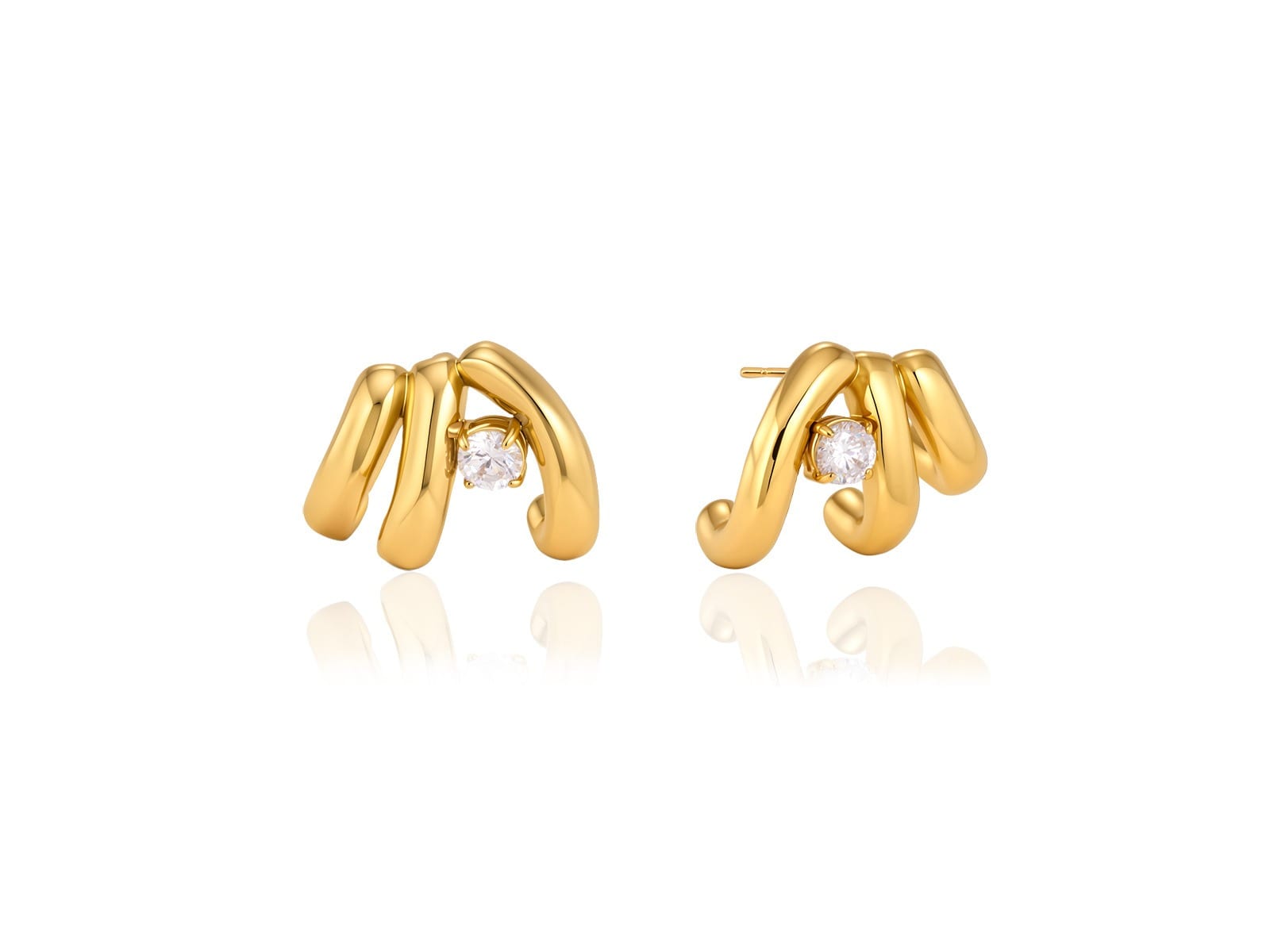 Triple Arc Stud Earrings