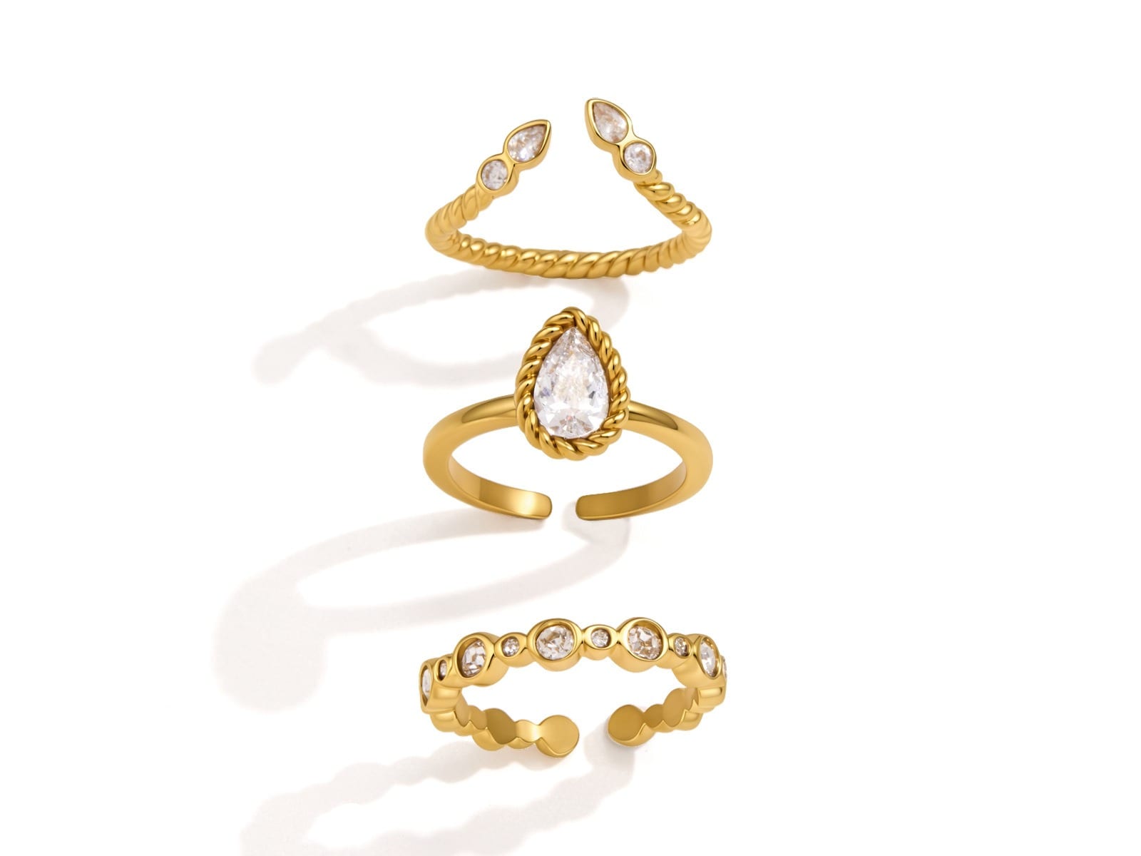 Twist & Pear Ring Set