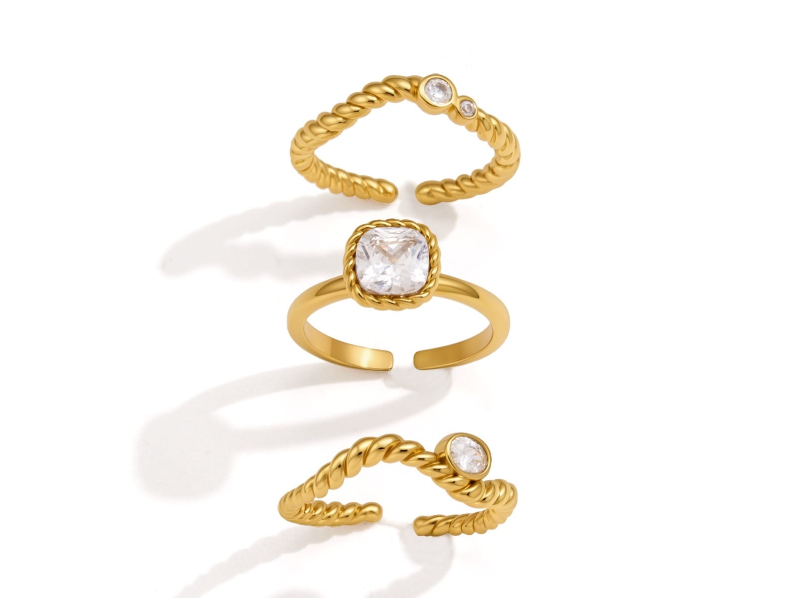 Twist Band CZ Rings