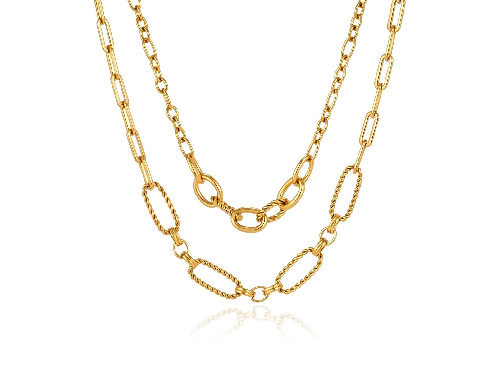 Twisted Link Double Chain Necklace