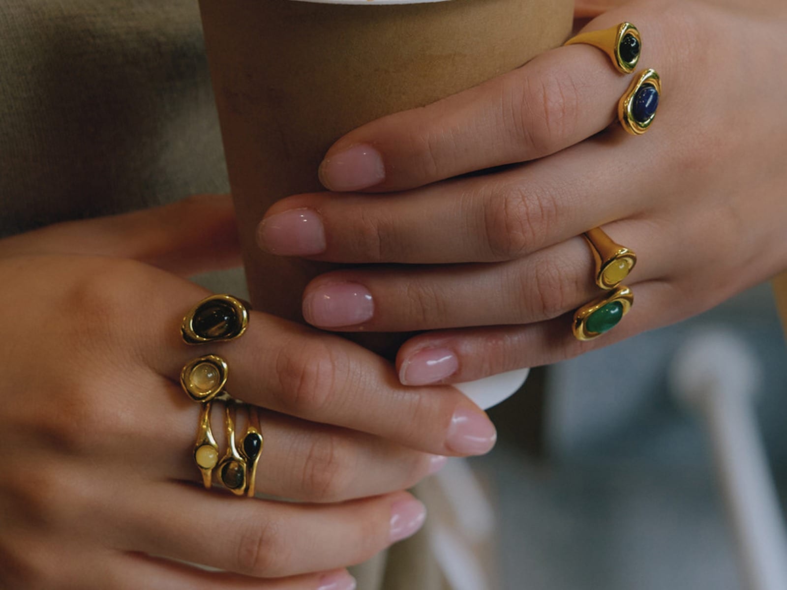 Two-Stone Bezel Ring — detail