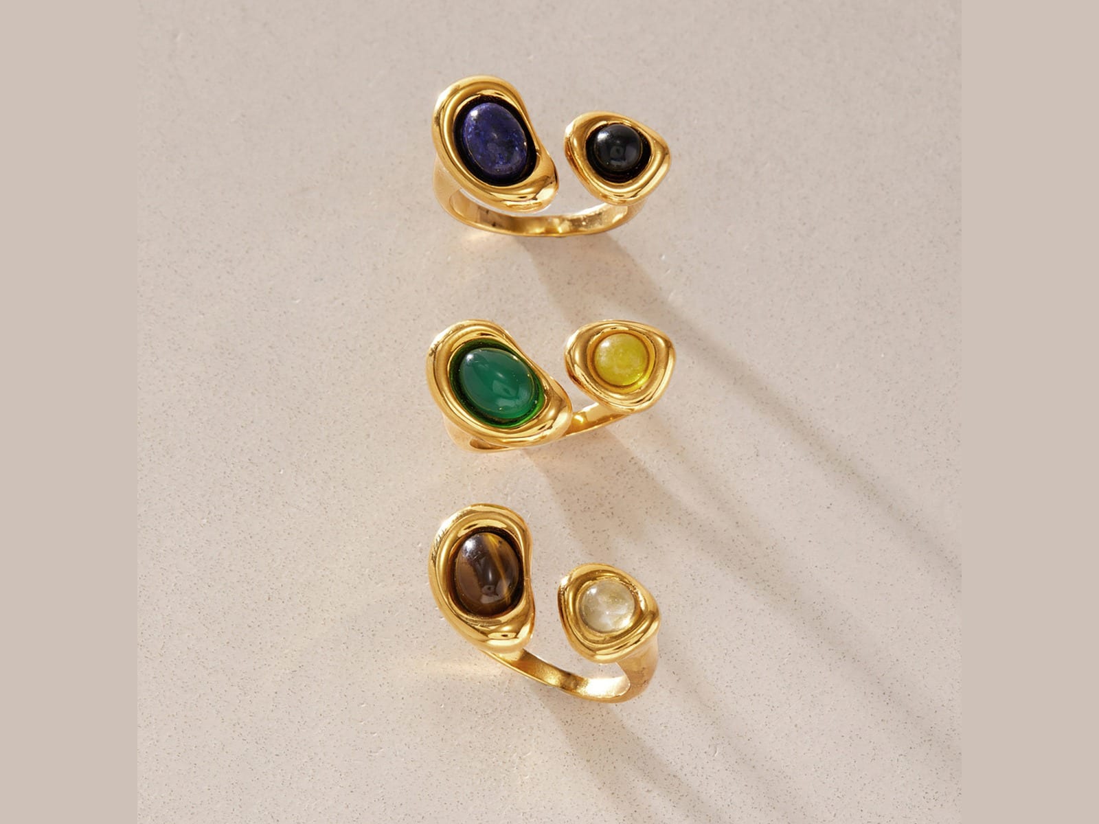 Two-Stone Bezel Ring — detail