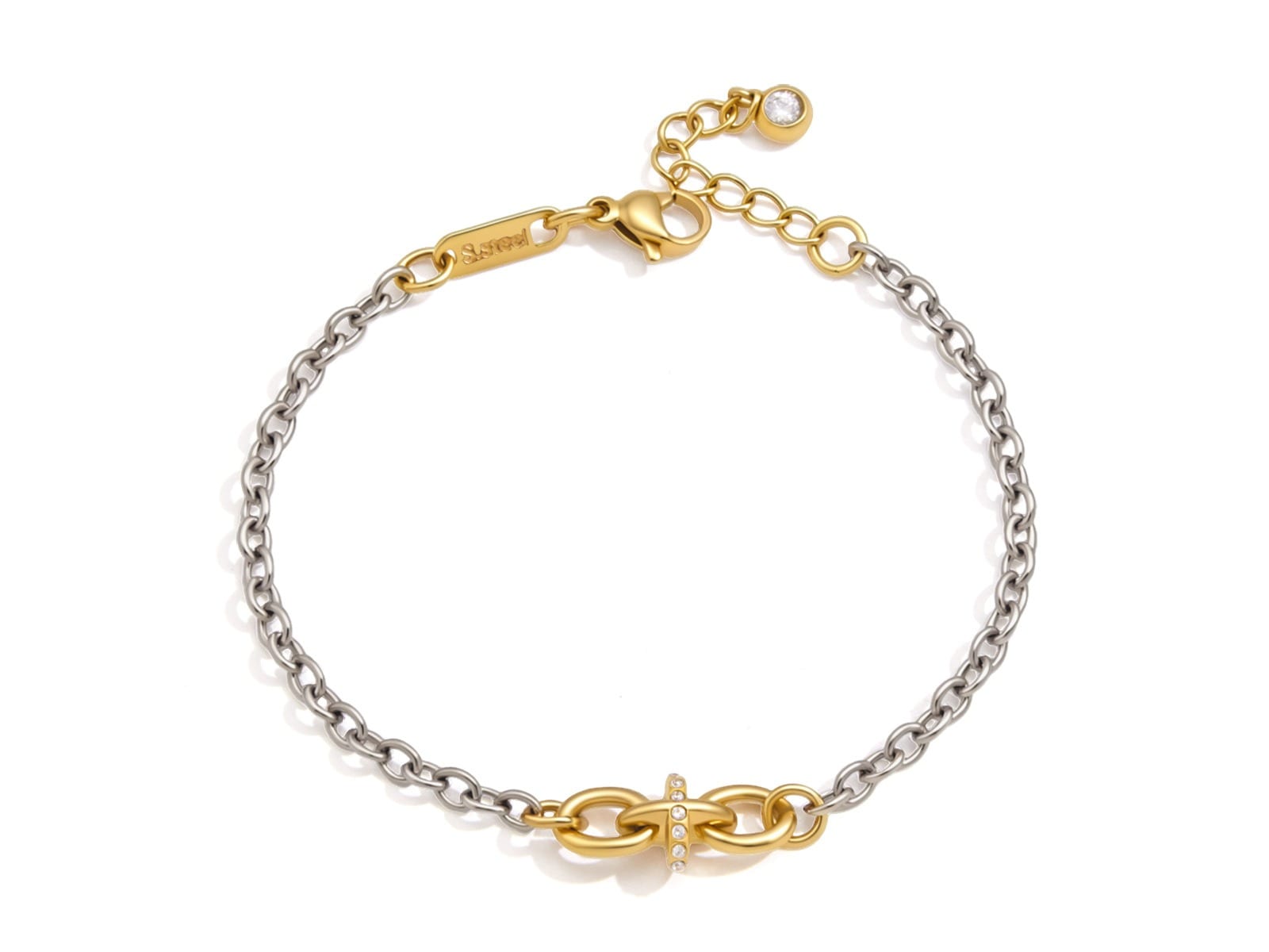 Two-Tone Pavé Bar Bracelet