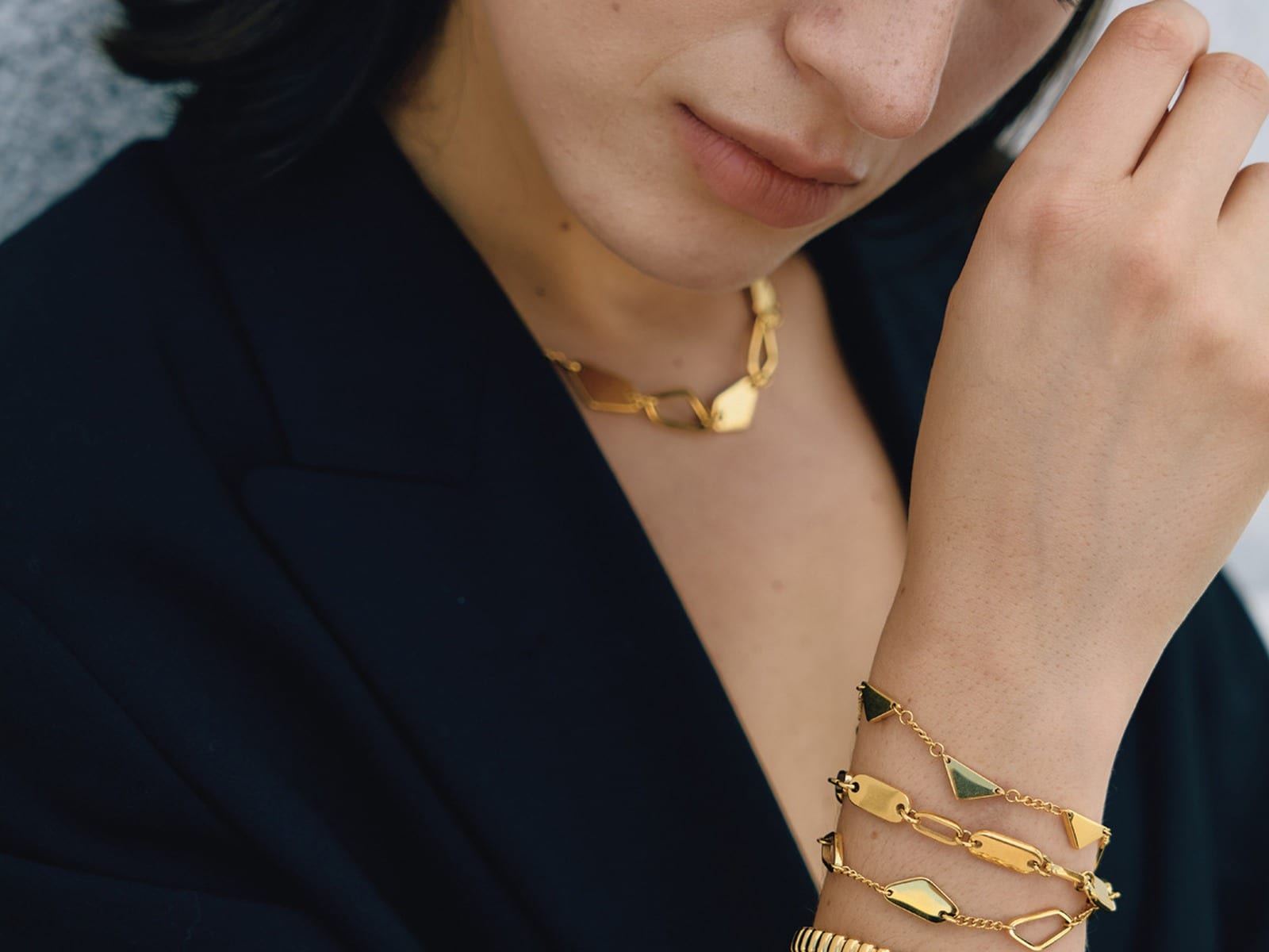 Wavy Bar Link Bracelets — detail