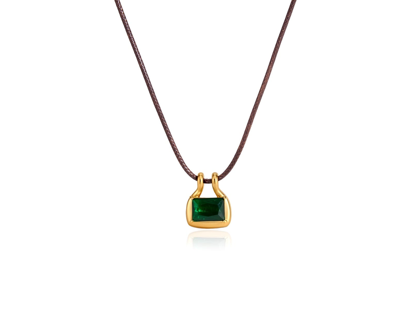 Wax Cord Green Stone Necklace