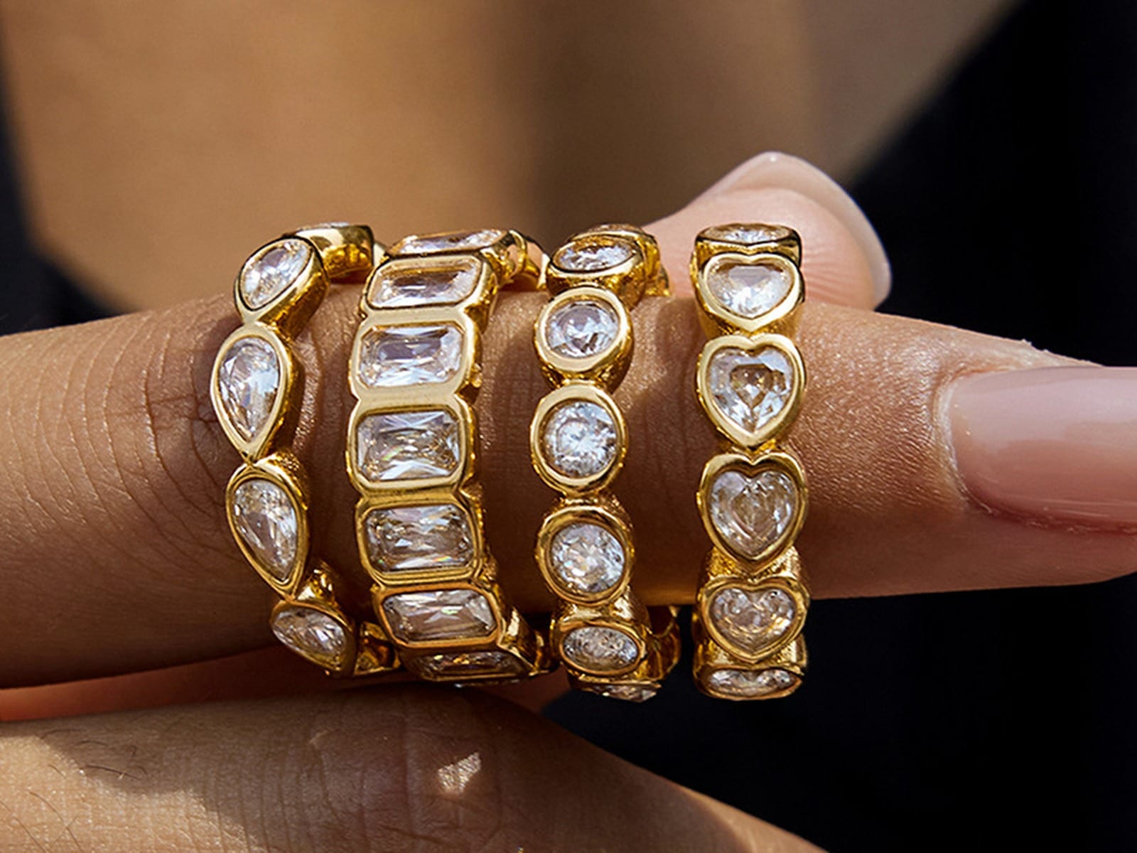 Wide Multi-Row CZ Band Ring — detail