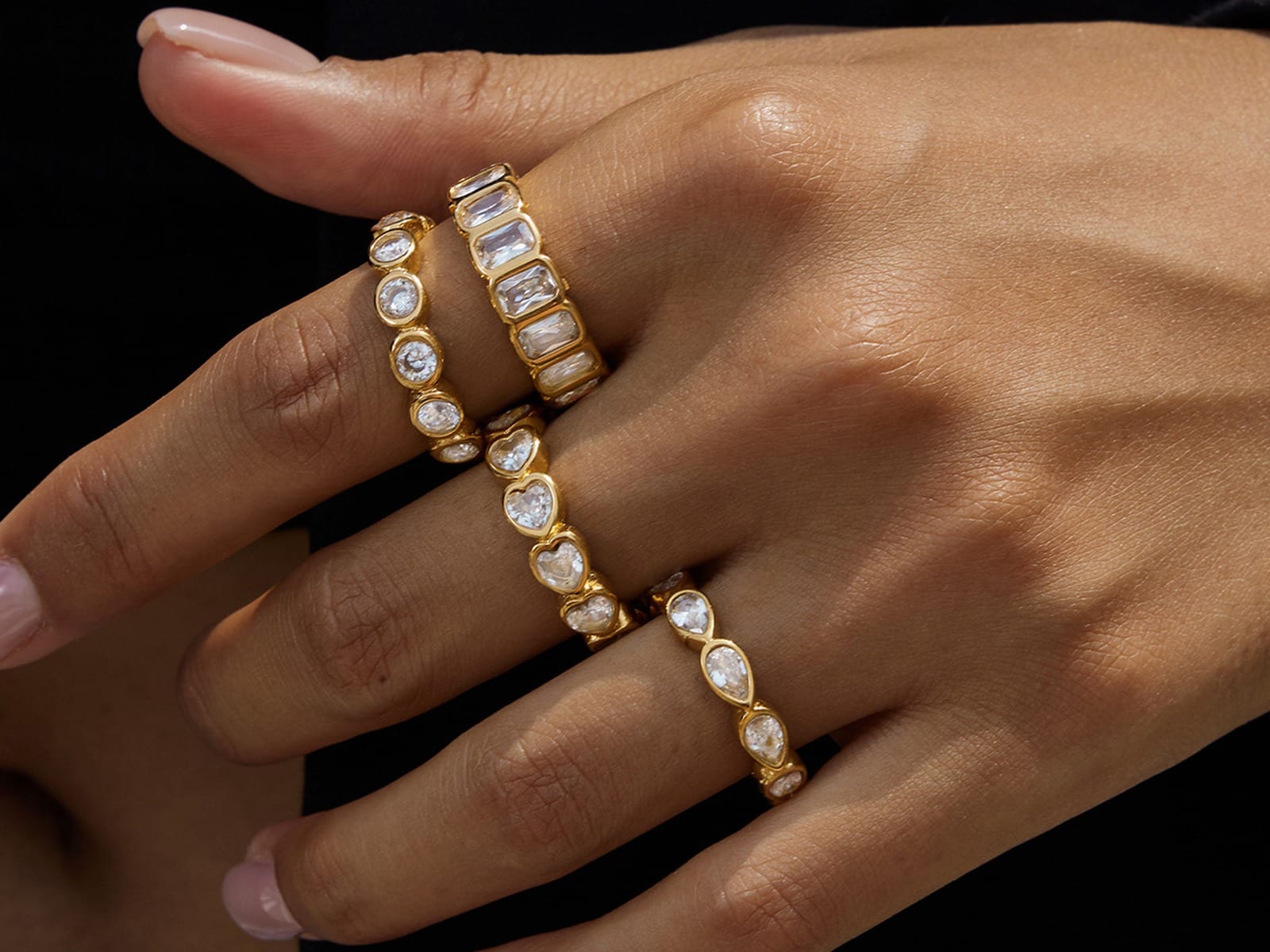 Wide Multi-Row CZ Band Ring — detail