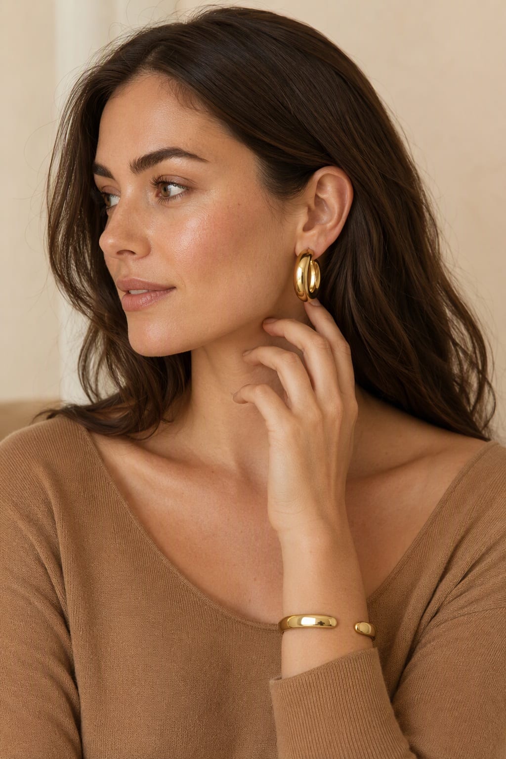 Model wearing Brass & Copper jewellery